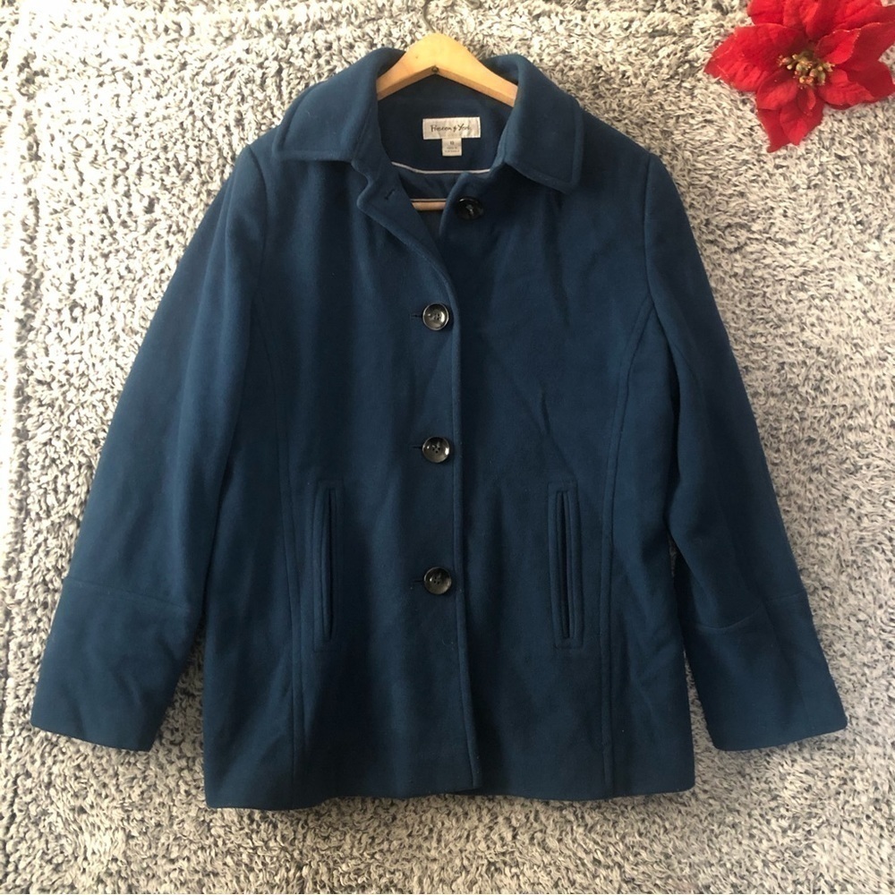Preston& York Women’s Teal Wool Blend Coat Size 10 Excellent Used Condition